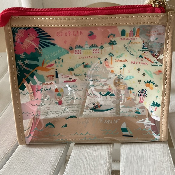 🎈SOLD SPARTINA 449 FLORIDA CLEAR BEACH Wristlet Greetings From Maps Collection - Picture 3 of 16